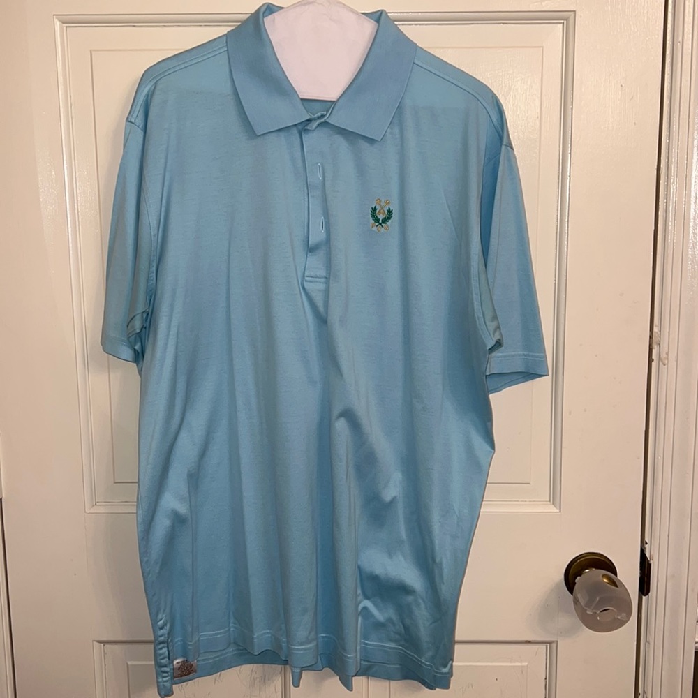 EUC Peter Millar Light Blue Golf Polo Shirt size Large